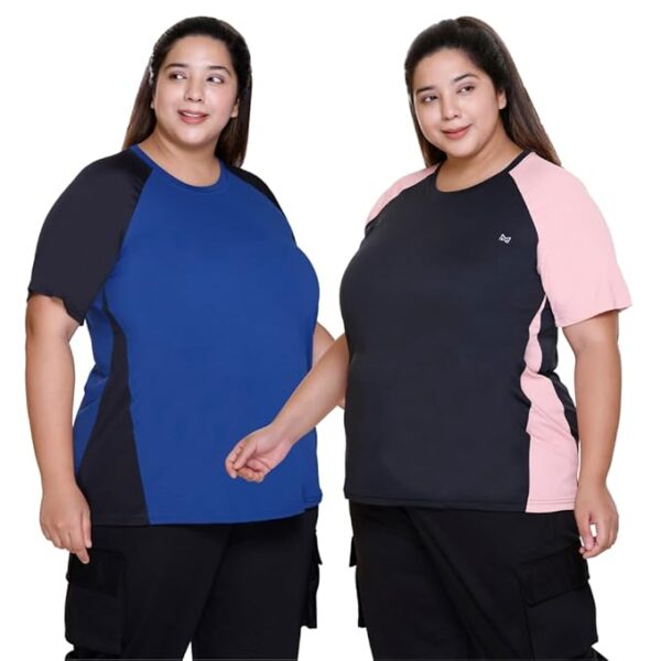 White Moon Plus Size Gym T Shirt for Women (Combo), Active Wear Gym, Sport, Running, Yoga & Swimming Gym T-Shirt, Polyester Drifit T Shirt/Top (Pack of 2) - Image 2