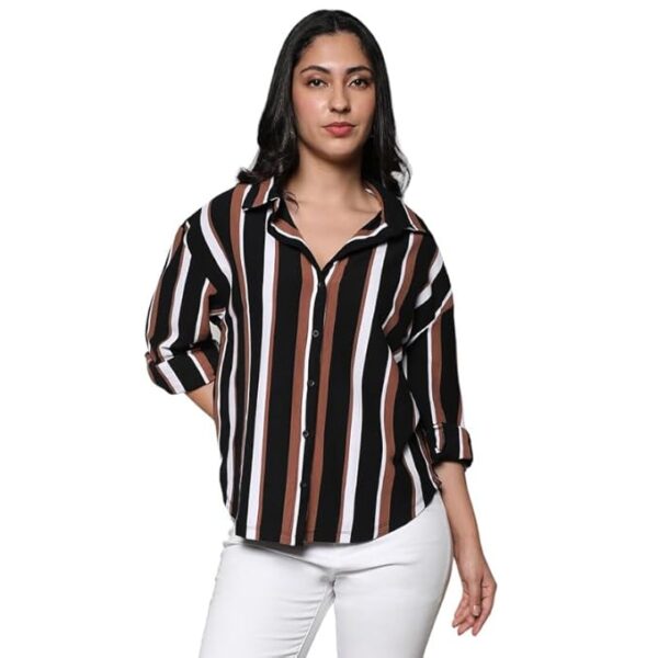 Campus Sutra Women's Shirt for Casual Wear | Spread Collar | Long Sleeve | Regular Fit | Button Closure | Shirt Crafted with Comfort Fit for Everyday Wear