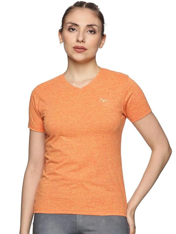 COPPERSMITH Womens Dry Fit Workout/Casual Half Sleeve T-Shirt |Female Activewear Regular Fit Anti Odor Tees | Gym/Yoga Stretchable Sports V Neck Tshirt for Ladies - Image 2