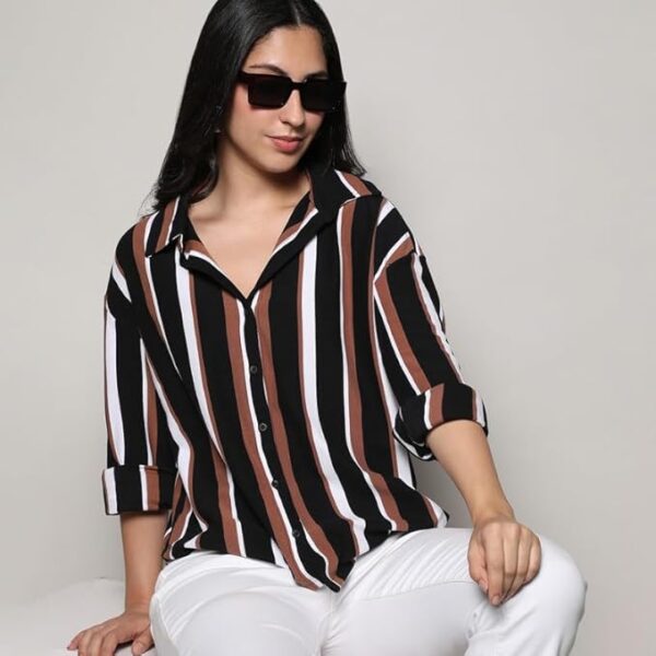 Campus Sutra Women's Shirt for Casual Wear | Spread Collar | Long Sleeve | Regular Fit | Button Closure | Shirt Crafted with Comfort Fit for Everyday Wear - Image 2