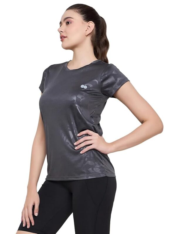 Clovia Women's Polyester Activewear Short Sleeve Sports T-Shirt - Image 3