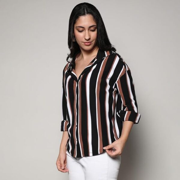 Campus Sutra Women's Shirt for Casual Wear | Spread Collar | Long Sleeve | Regular Fit | Button Closure | Shirt Crafted with Comfort Fit for Everyday Wear - Image 3